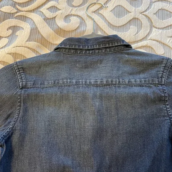 GAP Kids Girls Youth Dark Wash Denim Shirt Size Large Long Sleeves EUC - Picture 8 of 8